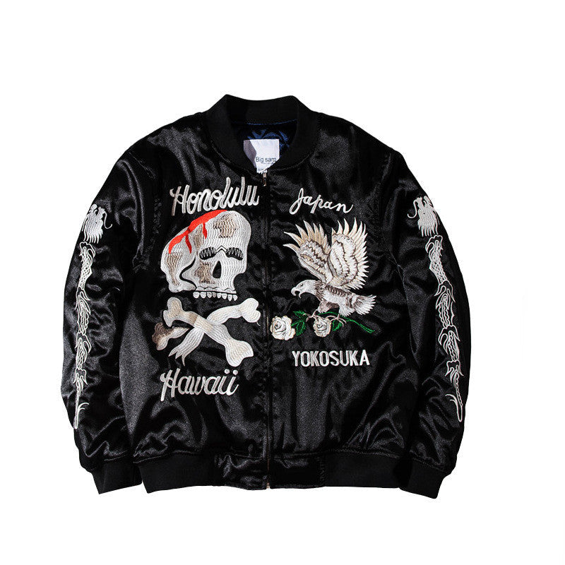 Skull Pattern Embroidery Men's Casual Jacket Men's Autumn And Winter Jacket