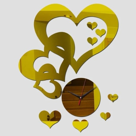 Creative Heart-shaped Wall Clock Mirror Clock Acrylic Decoration