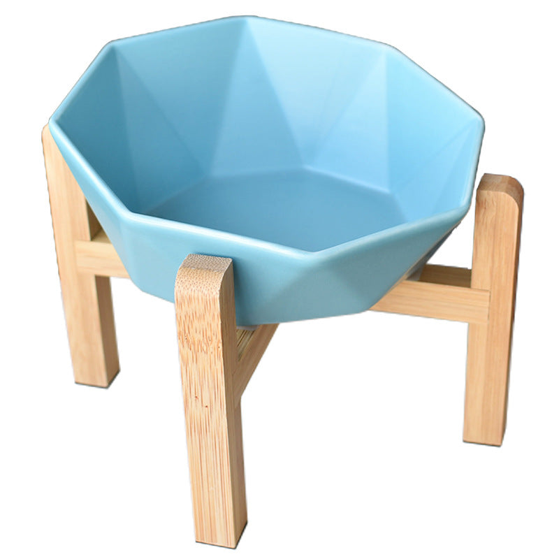 Ceramic high-footed cat food bowl