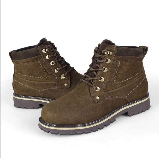 New Martin boots men Large size outdoor warm high help plus velvet large size leather Martin boots
