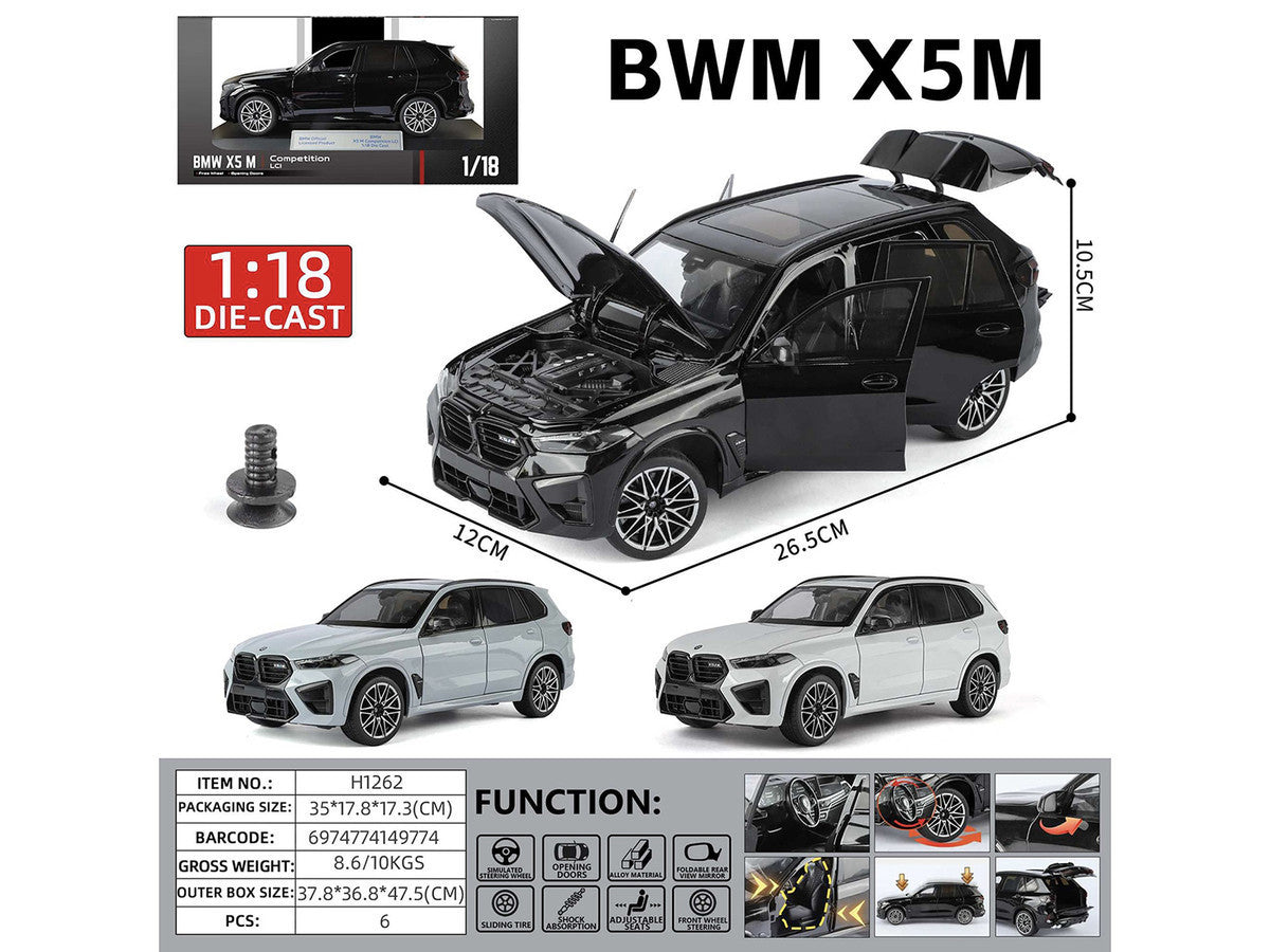 BMW X5 M Competition LCI White Metallic with Moonroof 1/18 Diecast Model Car by Heimanba