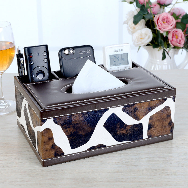 Multifunctional leather tissue box