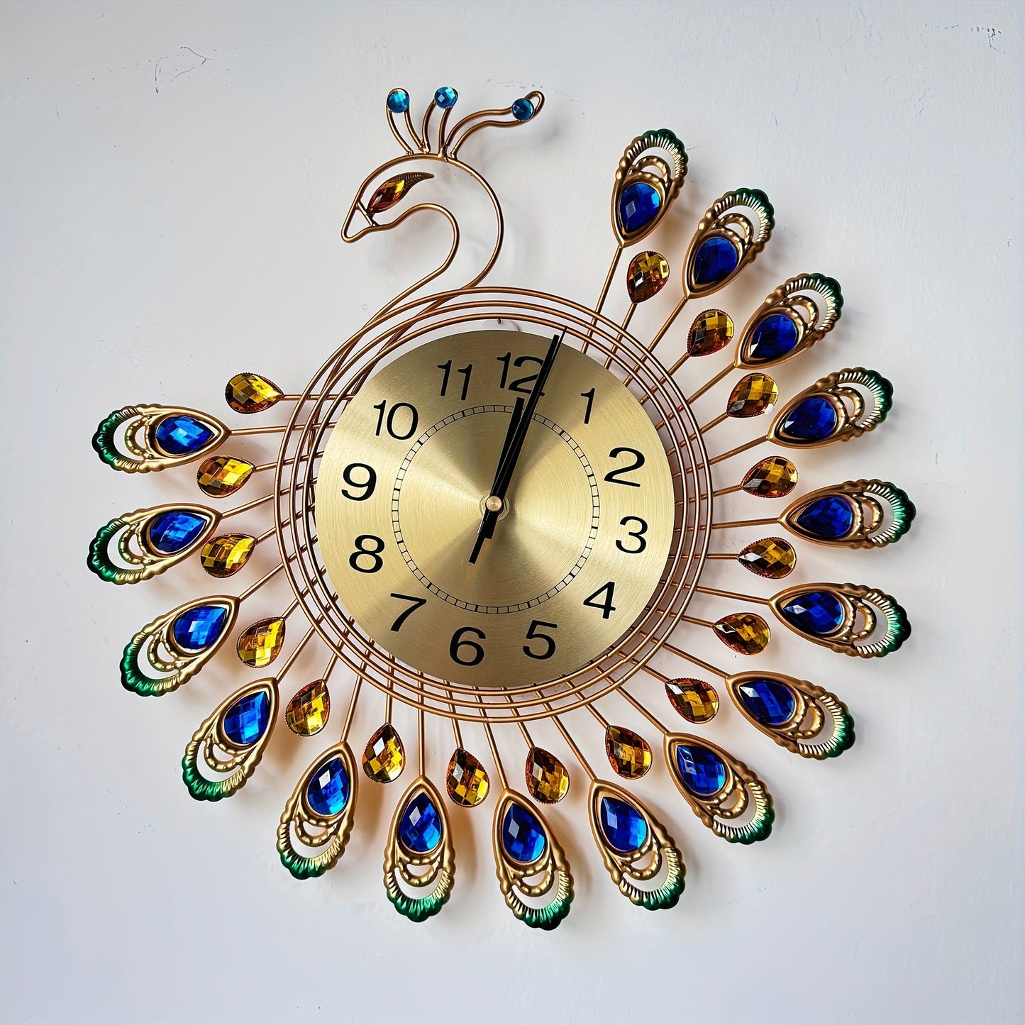 Peacock Shaped Wall Clock Living Room Decor Art Timepiece