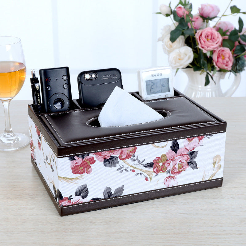 Multifunctional leather tissue box