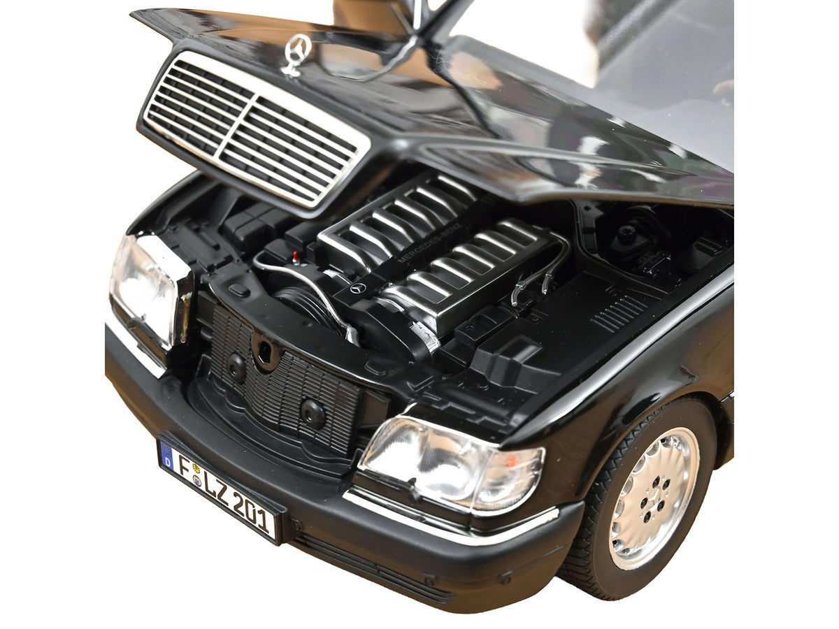 1997 Mercedes-Benz S600 Obsidian Black Metallic 1/18 Diecast Model Car by Norev