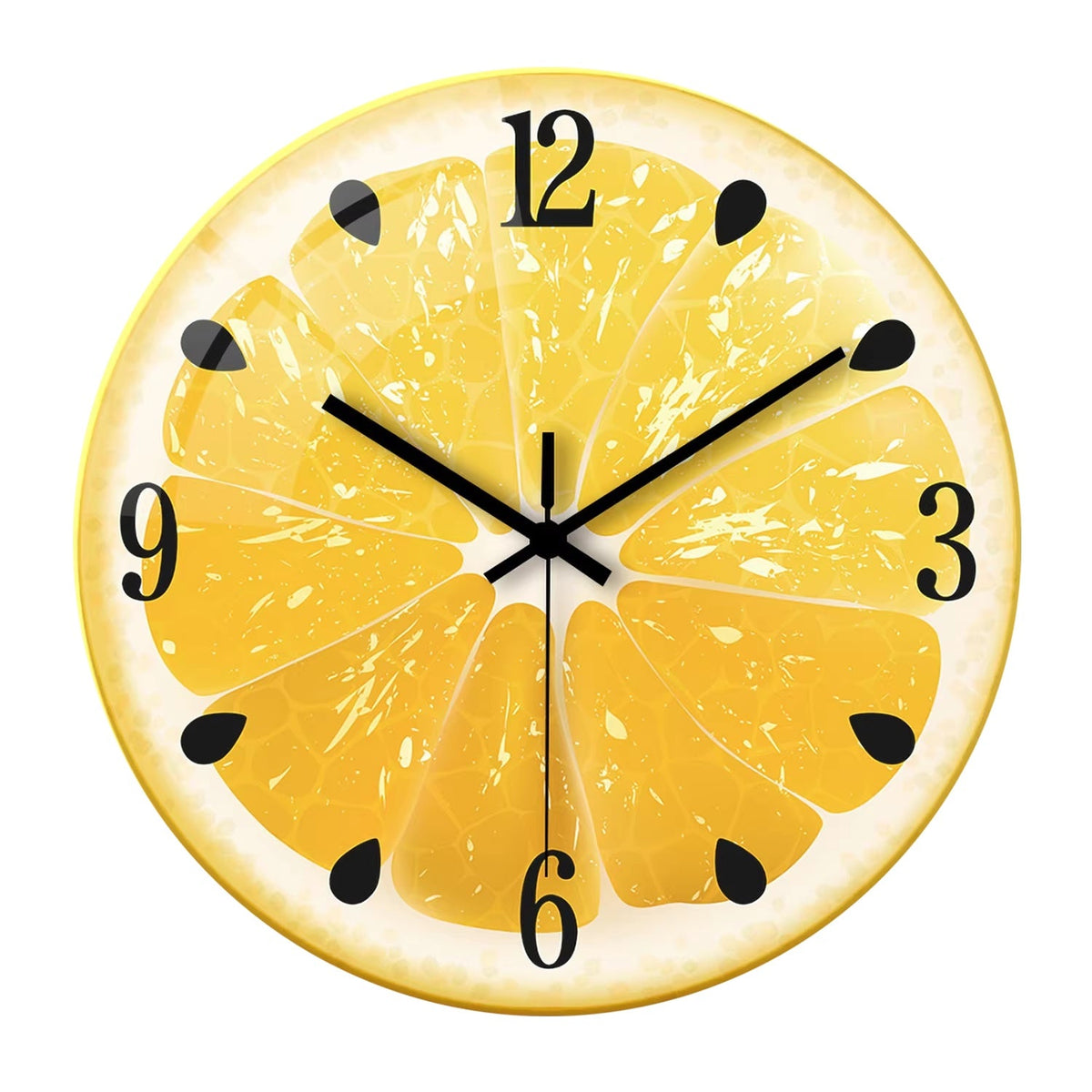 Fruit-colored Quiet-design Creative Glass Wall Clock Quartz Wall Clock