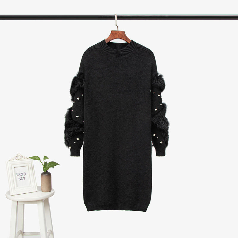Medium length knitted dress for women