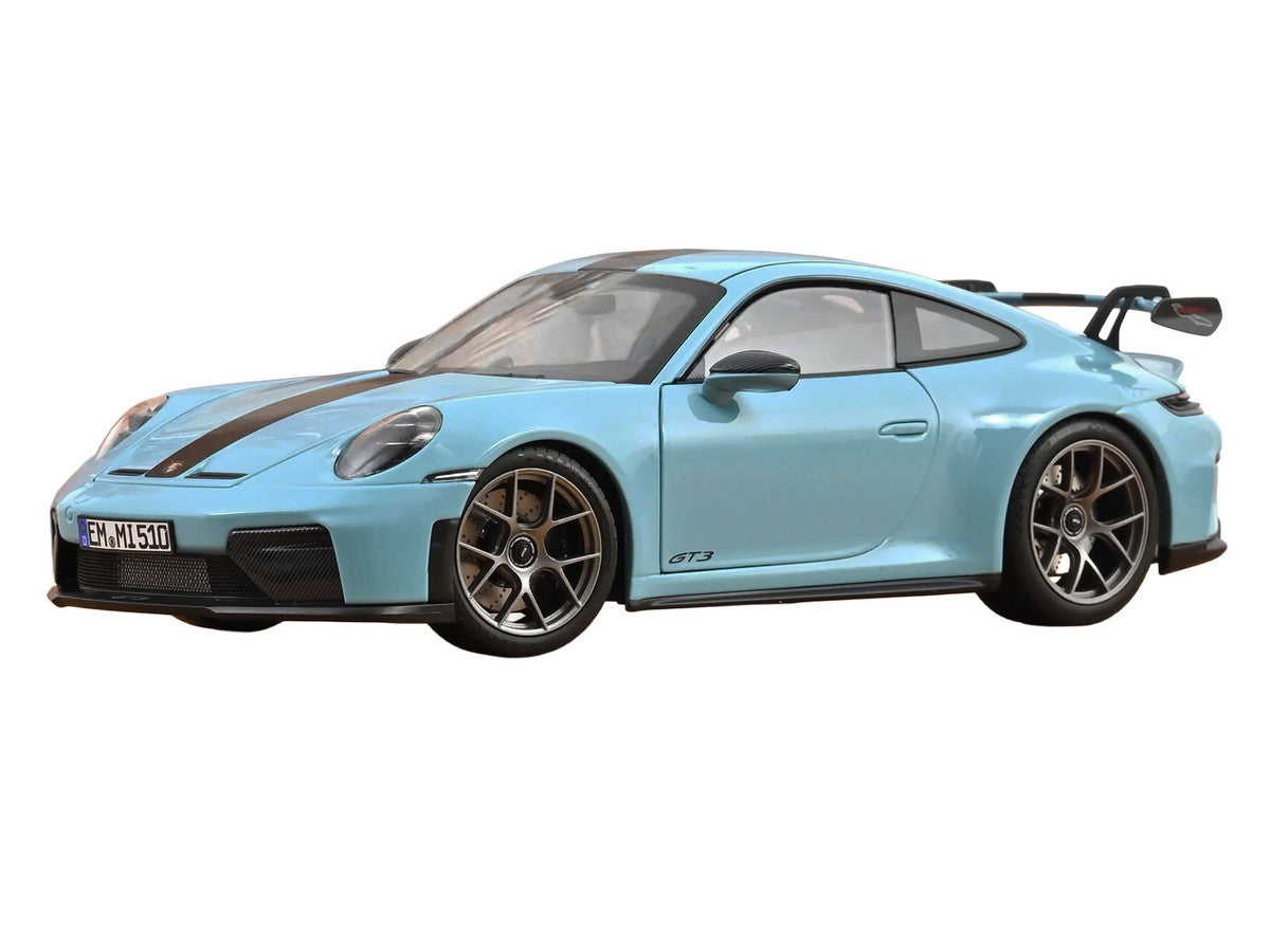 2025 Porsche 911 GT3 with Weissach Pack Gulf Blue with Carbon Stripe 1/18 Diecast Model Car by Norev