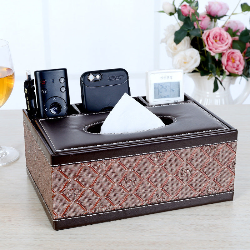 Multifunctional leather tissue box