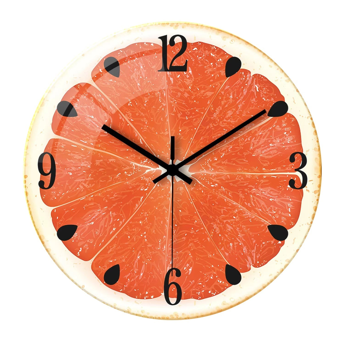 Fruit-colored Quiet-design Creative Glass Wall Clock Quartz Wall Clock