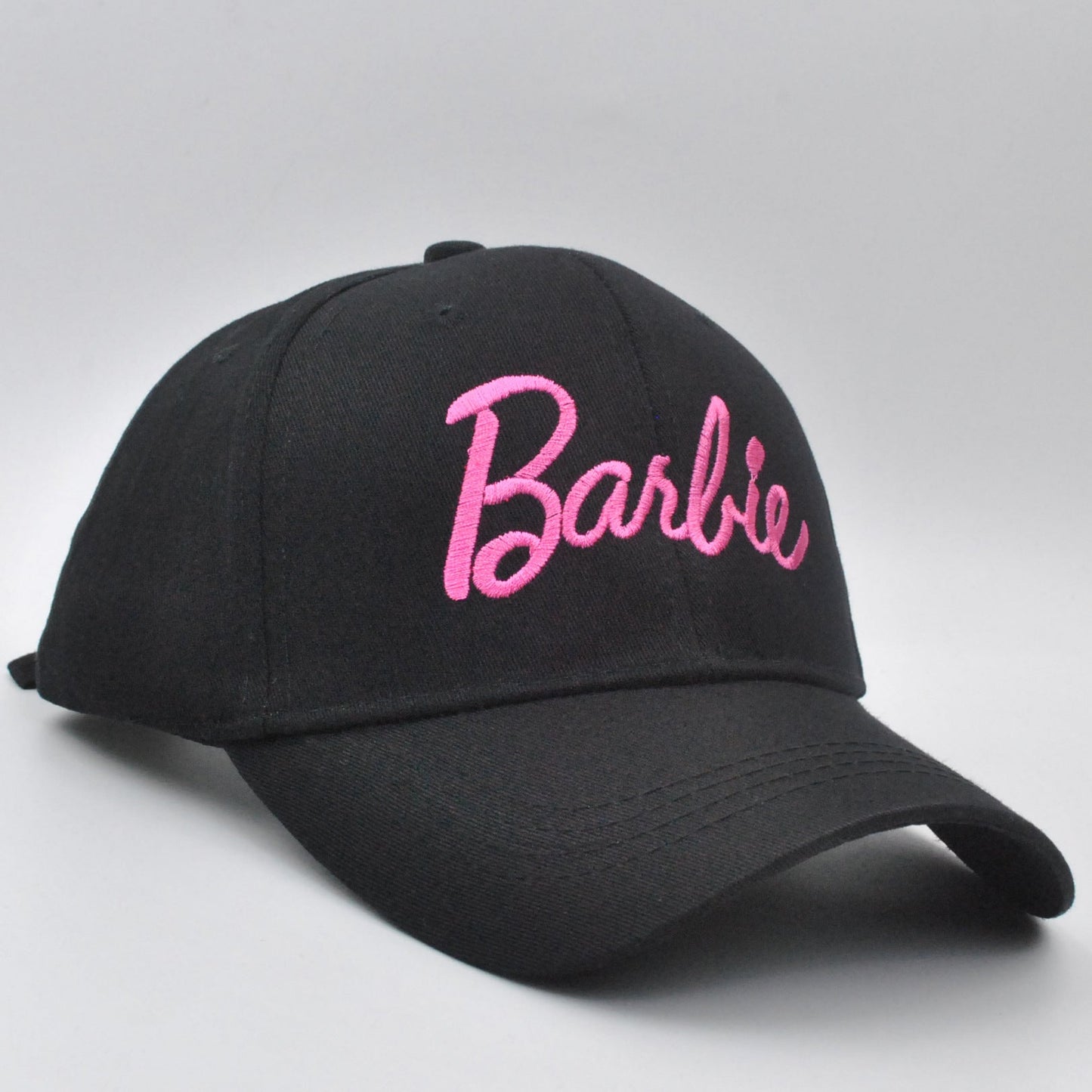 Cross-border new Barbie Barbie pink hard top baseball cap ins Korean version of cute embroidery curved eaves cap wholesale
