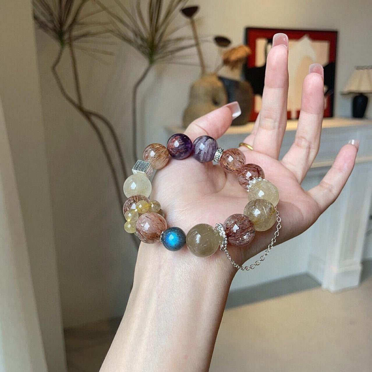 Purple Ghost Moonstone Black Gold Super Bracelet