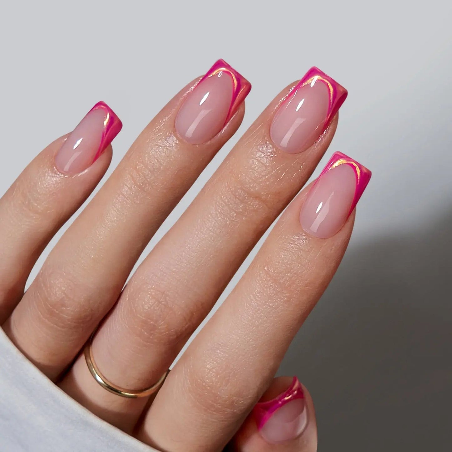 Metallic Petal Square Nails - Press on Nails | Long Lasting & Reusable