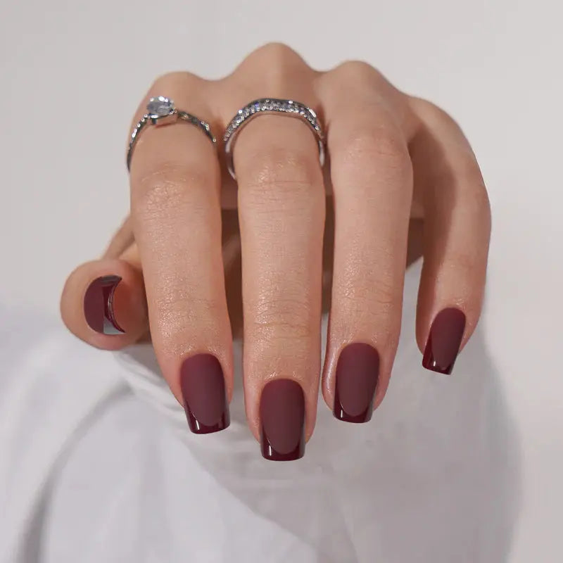 Plum Velvet Square Nails - Press On Nails | Long Lasting & Reusable