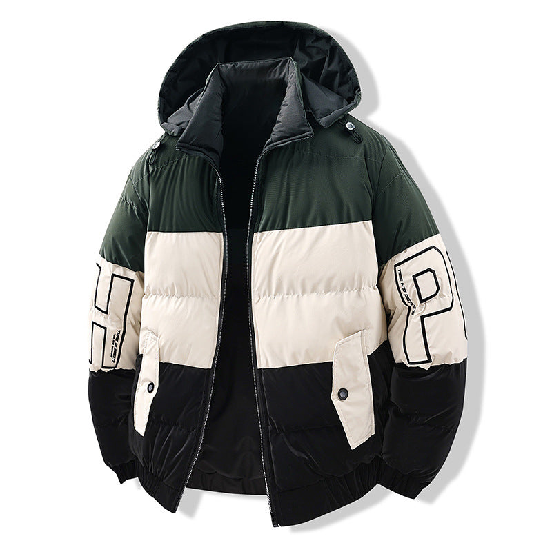 Color-blocking Euro-American Style Reversible Cotton Jacket