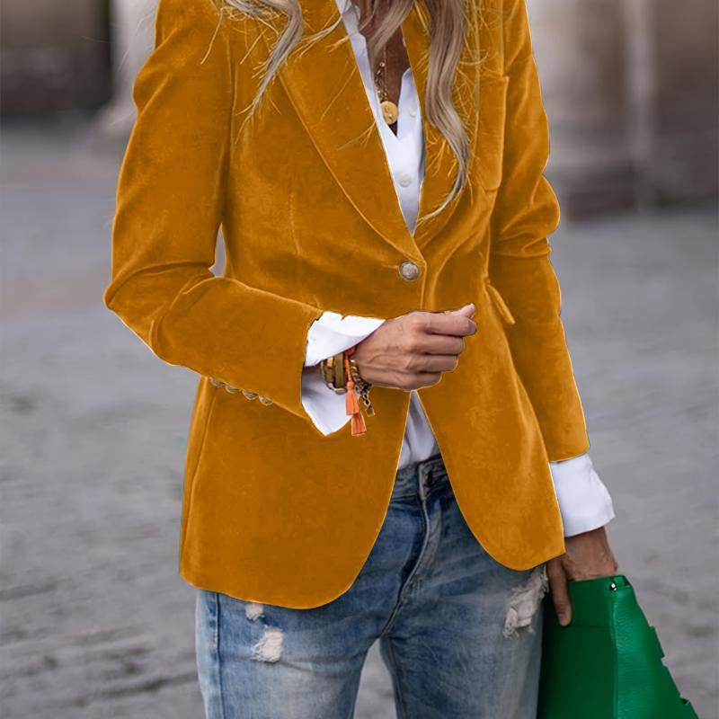 Velvet Lapel Casual Suit Business Fashion Slim Single-breasted Jacket Outwear Clothing For Women
