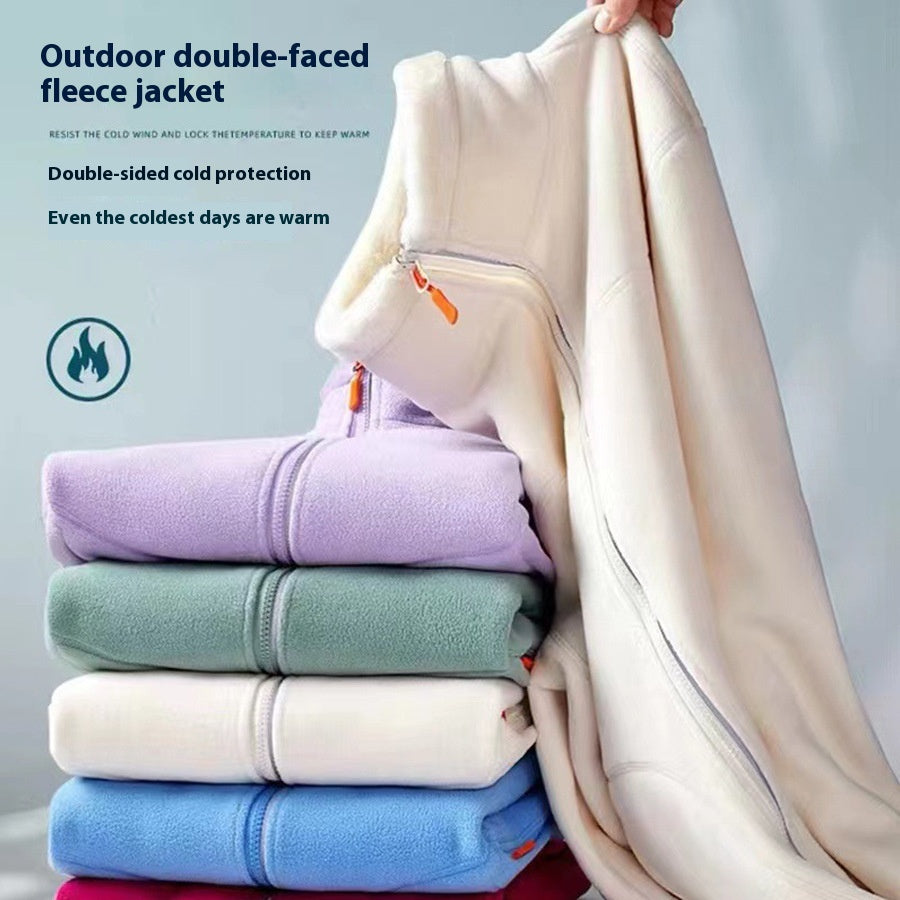Double-sided Polar Fleece Outdoor Thick Warm Sweater Coat