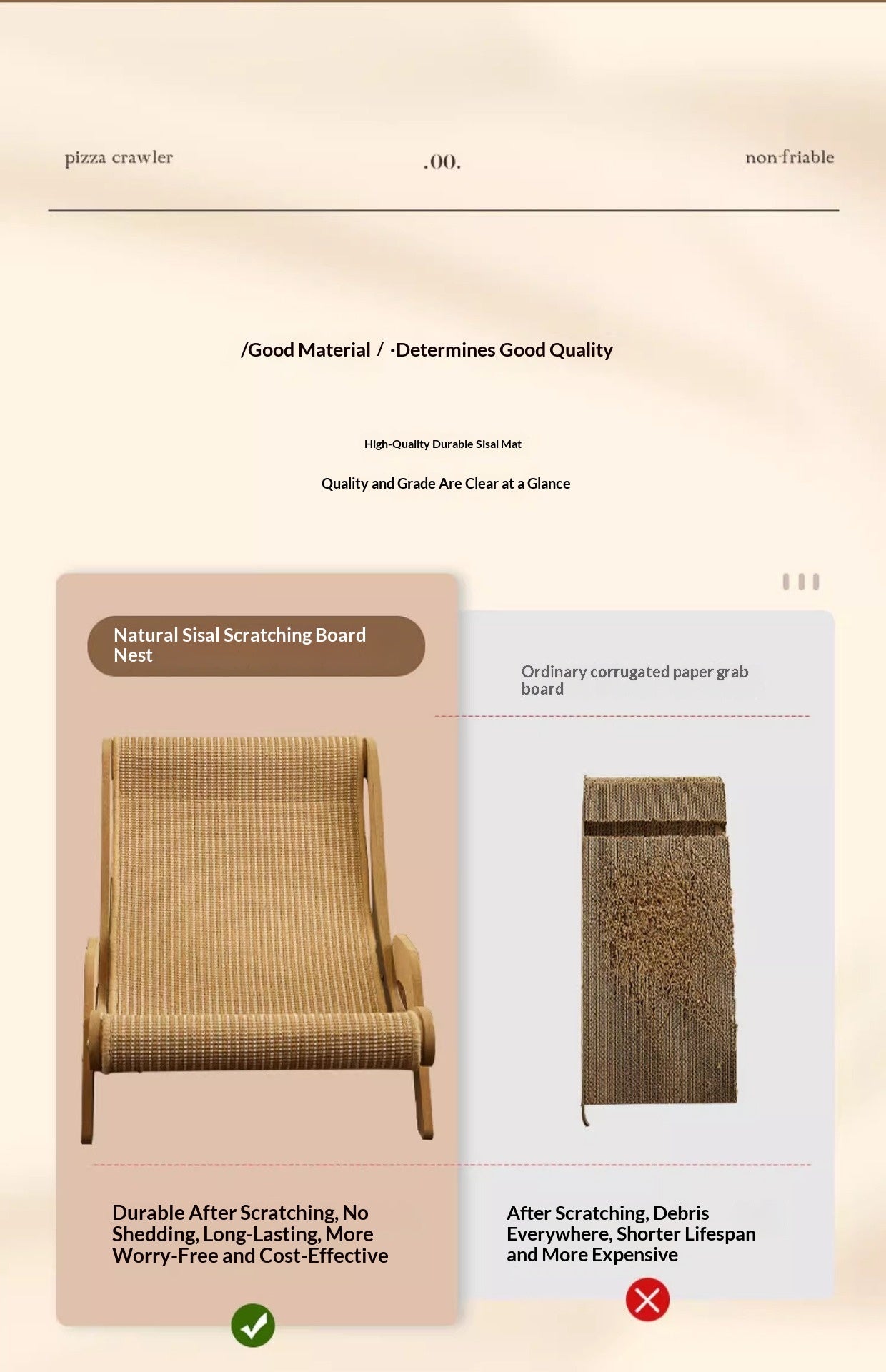 Sisal Cat Scratcher Bed Lounge, Wear-Resistant Low-Shedding Toy