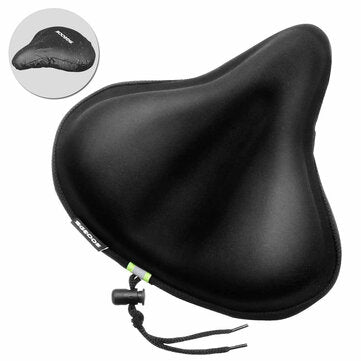 SGODDE 27x26cm Bike Saddle Memory Foam Comfort Breathable Reflective Bicycle Seat for MTB Exercise Bike E-Bike with Waterproof Cover