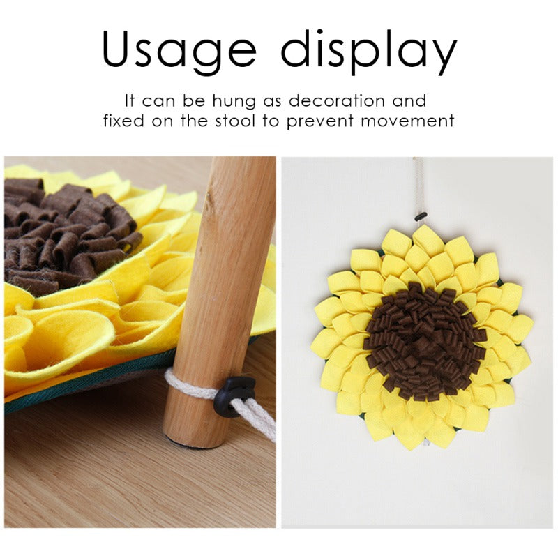 Non Slip Dog Sniffing Snuffle Mat Washable Sunflower Slow Feeding Food Pet Nosework Training Treat