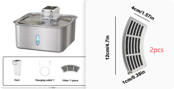 Wireless Cat Water Fountain Stainless Steel Rechargeable