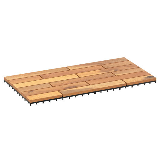 24 x 12 Inch 24 Pieces Acacia Wood Interlocking Deck Tiles with Waterproof Design