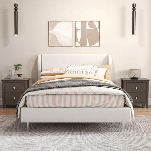 Set of 2 Modern Nightstand with two Drawers for Small Spaces-Rustic Brown