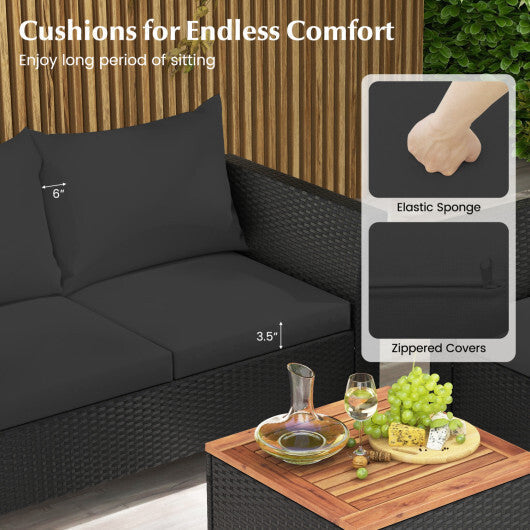 8 Pieces Outdoor Conversation Set with Storage Coffee Table-Black