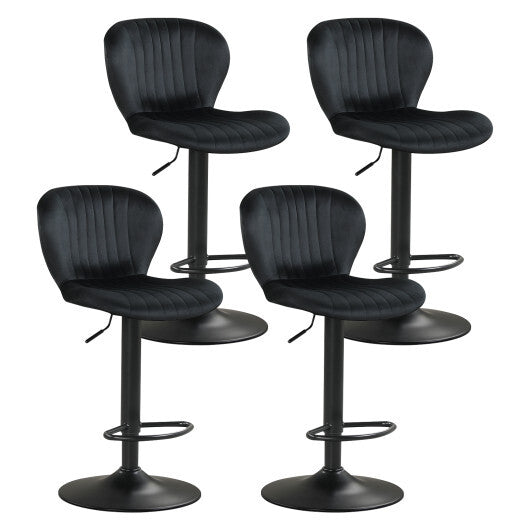 Adjustable Counter Height Chairs Set of 4 with Velvet Upholstered Backrests-Gray
