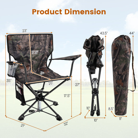360? Swivel Hunting Chair Portable Foldable Hunting Chair Set of 2-Camo