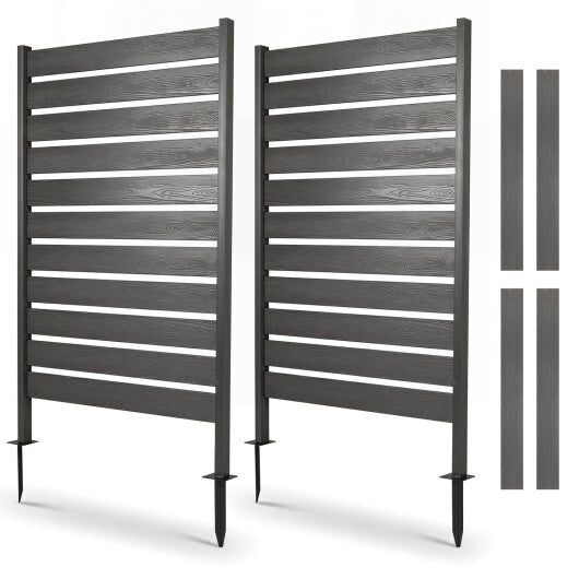 2 Pieces Outdoor Privacy Screen Fence for Backyard Pool Lawn-Gray