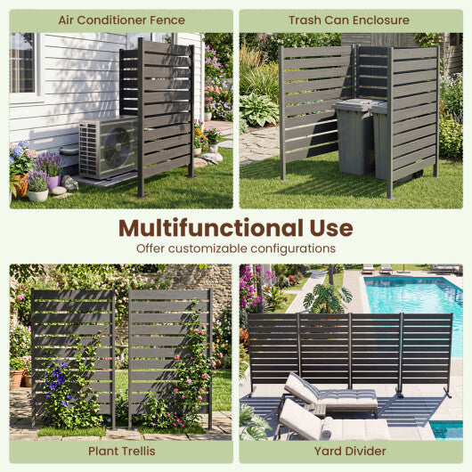 2 Pieces Outdoor Privacy Screen Fence for Backyard Pool Lawn-Gray