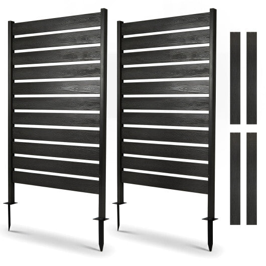2 Pieces Outdoor Privacy Screen Fence for Backyard Pool Lawn-Gray