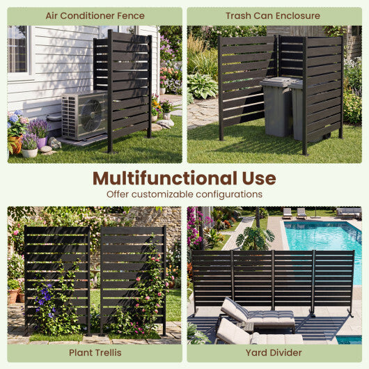 2 Pieces Outdoor Privacy Screen Fence for Backyard Pool Lawn-Gray
