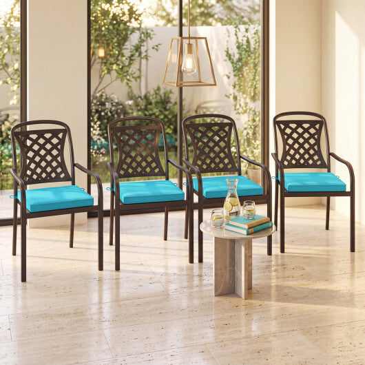 Outdoor Chair Cushion Set of 4 Waterproof Olefin Seat Cushions-Turquoise