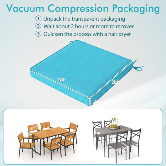 Outdoor Chair Cushion Set of 4 Waterproof Olefin Seat Cushions-Turquoise