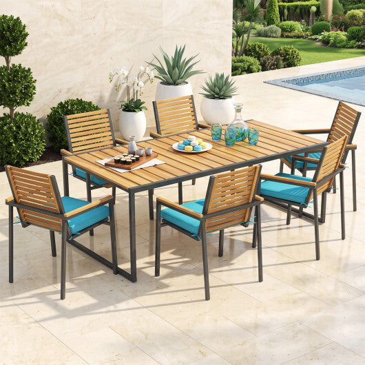 Outdoor Chair Cushion Set of 4 Waterproof Olefin Seat Cushions-Turquoise