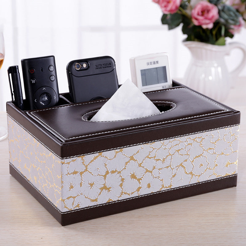 Multifunctional leather tissue box