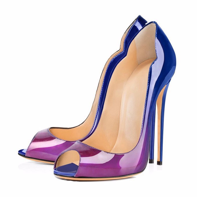Fish mouth gradient stiletto high heel shoe