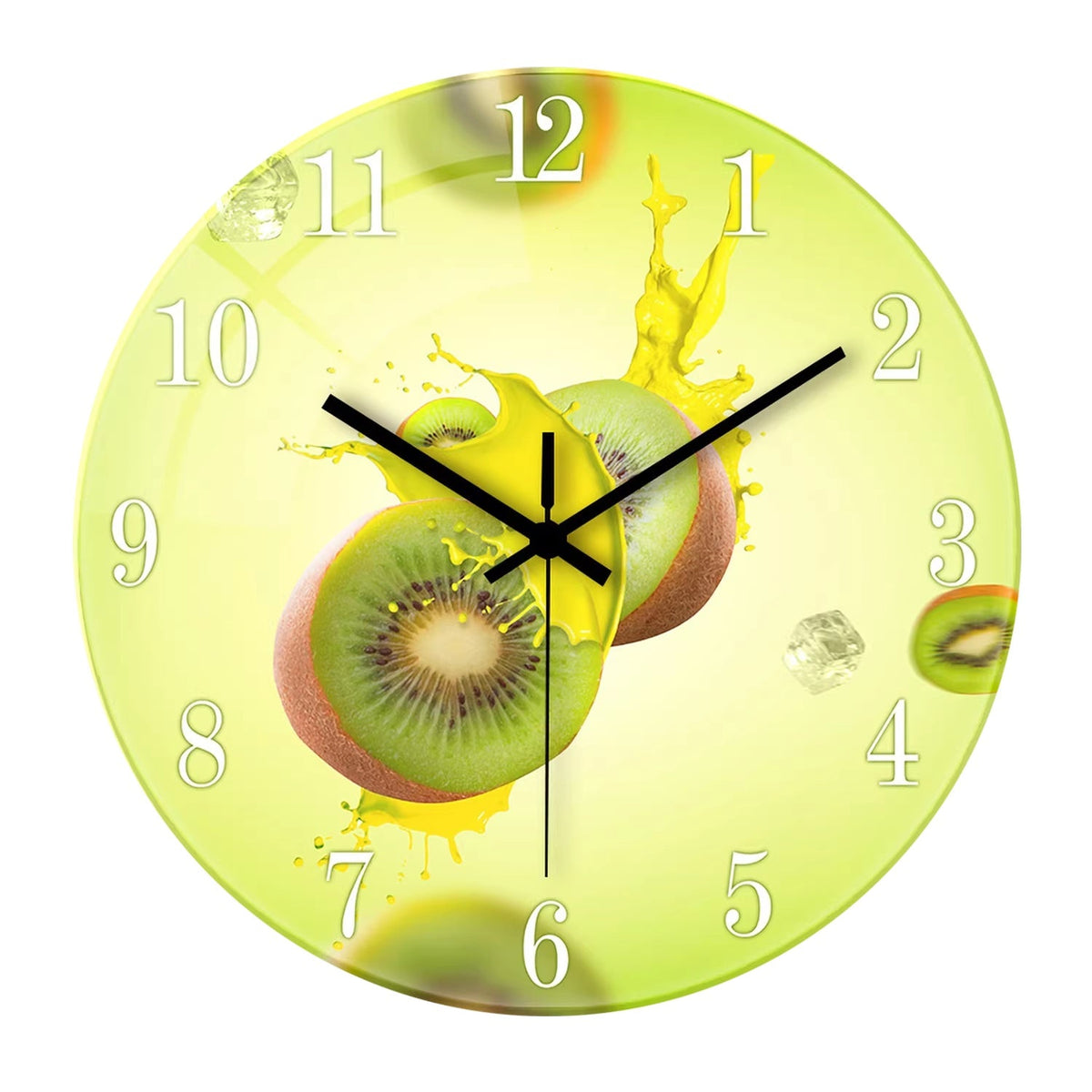 Fruit-colored Quiet-design Creative Glass Wall Clock Quartz Wall Clock