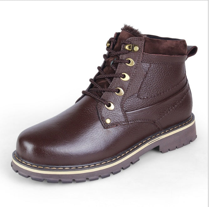New Martin boots men Large size outdoor warm high help plus velvet large size leather Martin boots