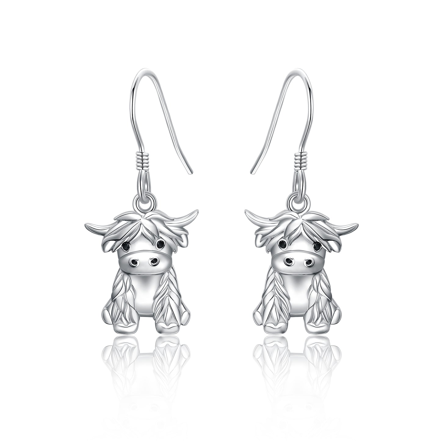 925 Sterling Silver Highland Cow Necklace Cow Earrings Cow Jewelry