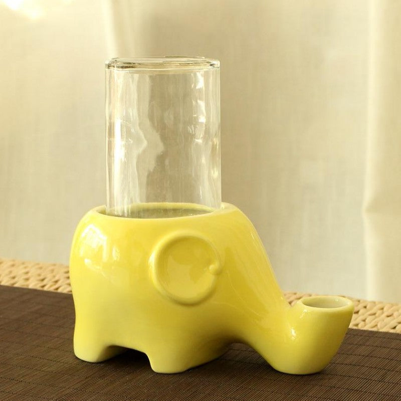 Ceramic Elephant Drinking Fountain Cat Bowl
