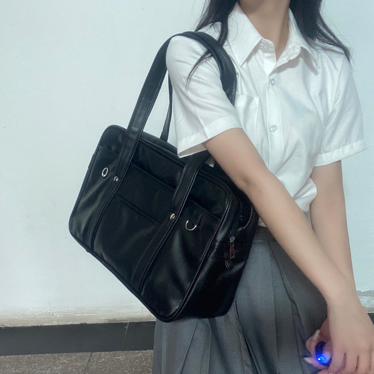PU Uniform Bag, JK Large Handbag, School Bag With A Campus-supplied Feel, Japanese-style Female High School Student Bag, Unisex Shoulder Briefcase