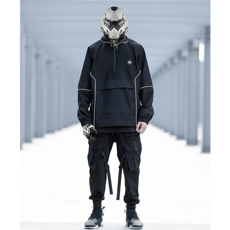 reflective half zipper jacket