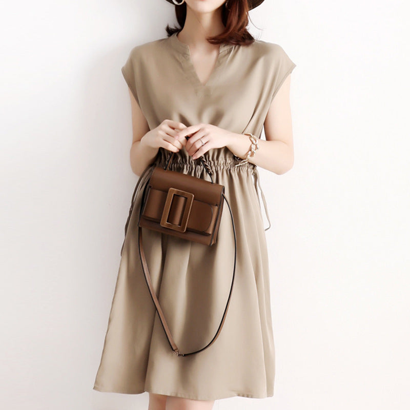 Dress dress solid color short sleeve chiffon skirt women