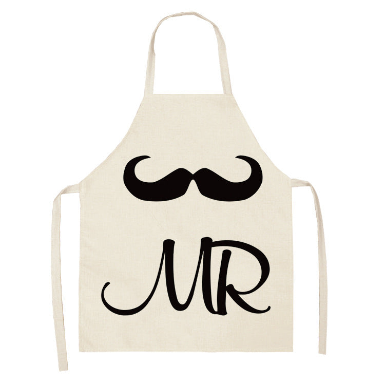 Letter Linen Apron Kitchen Stain-resistant Sleeveless Coverall