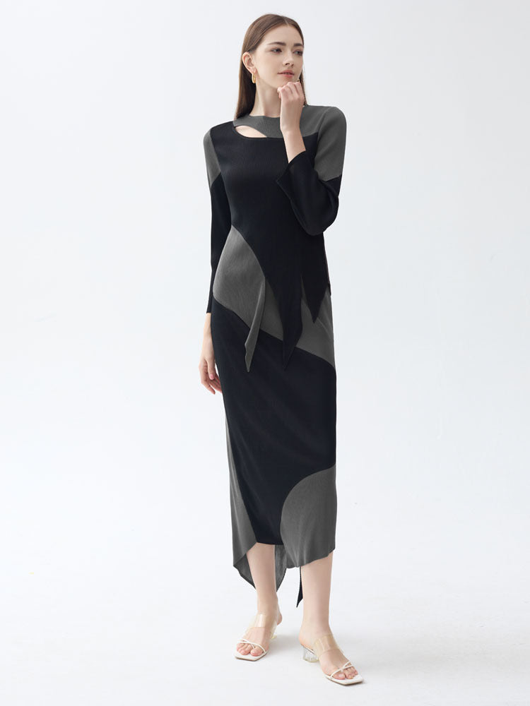 Contrast Color Pleated Suit Women