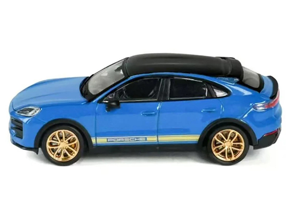 Porsche Cayenne Turbo GT Blue with Black Top and Gold Stripes 1/64 Diecast Model Car by Trends Hobby