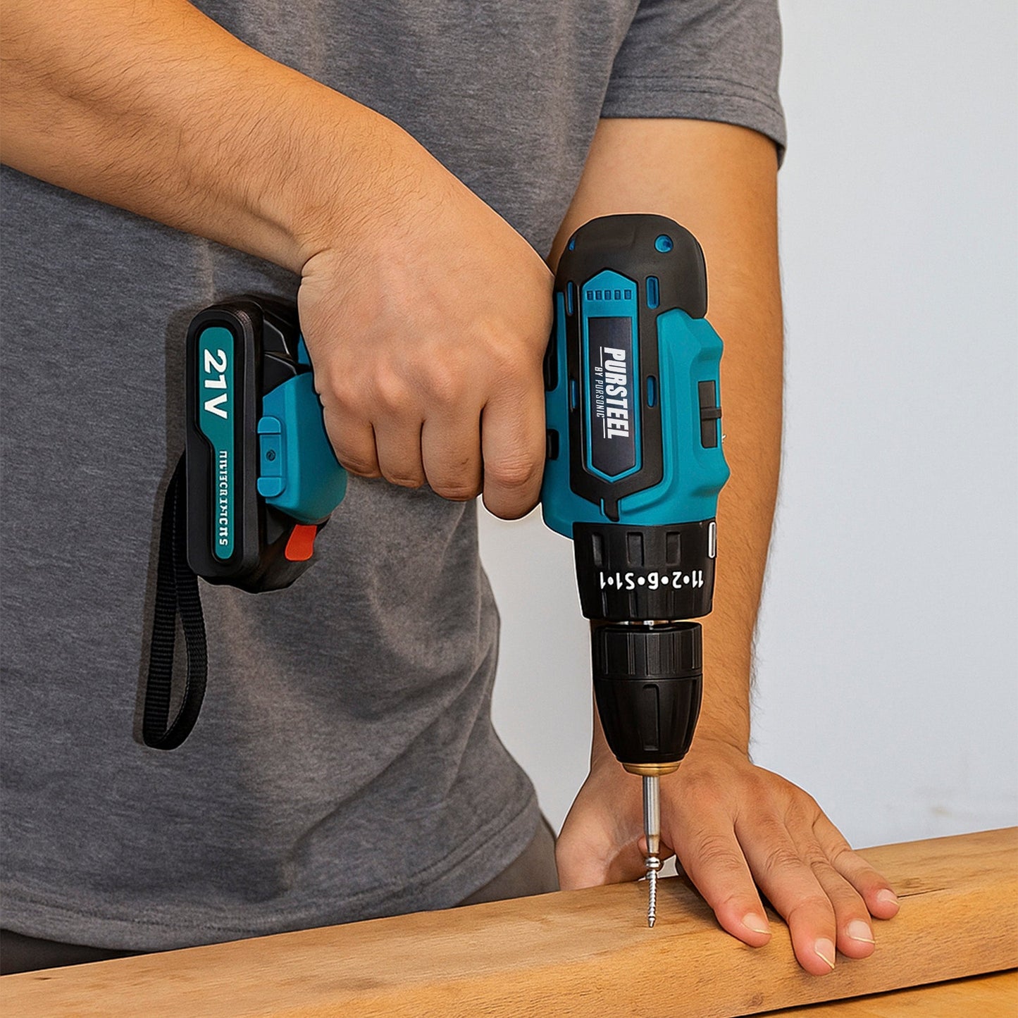 Pursonic 21V Rechargeable Cordless Drill 24 Piece Set – Compact Power for Home & DIY Projects